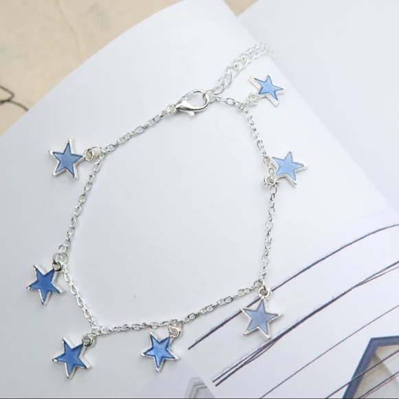 Luminous Blue Pentagon Star Anklet. - Picture 2 of 4